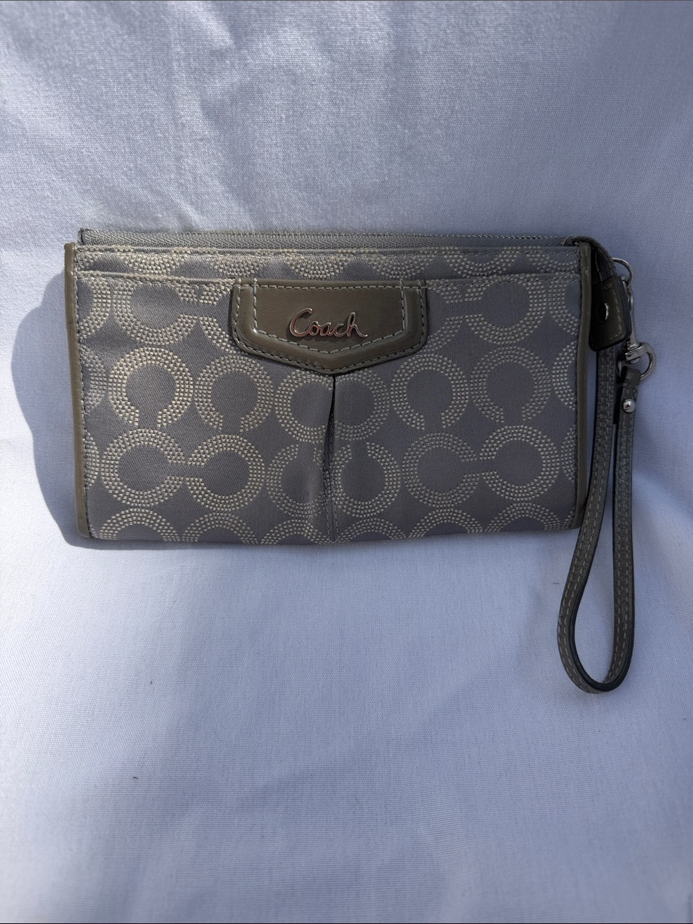 Coach Gray Signature Wristlet Clutch